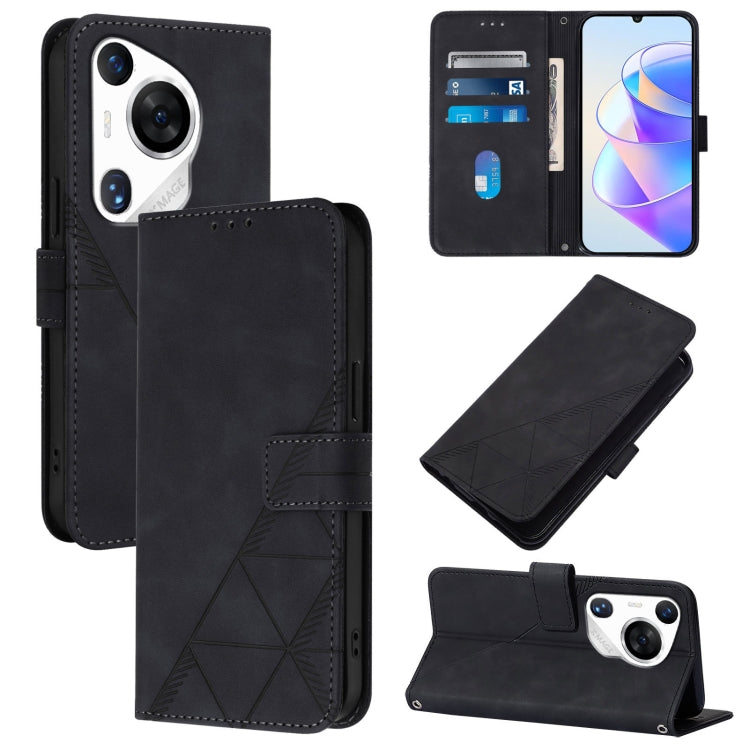 For Huawei Pura 70 Pro Crossbody 3D Embossed Flip Leather Phone Case(Black) - Huawei Cases by PMC Jewellery | Online Shopping South Africa | PMC Jewellery | Buy Now Pay Later Mobicred