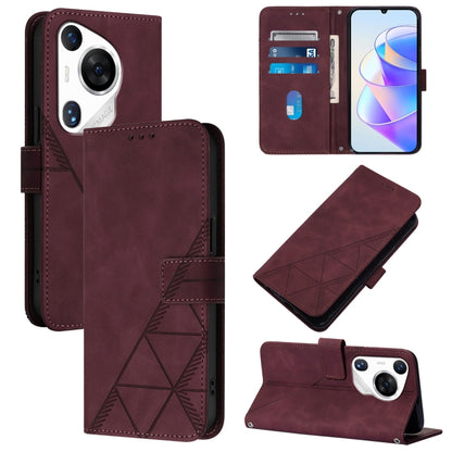 For Huawei Pura 70 Pro Crossbody 3D Embossed Flip Leather Phone Case(Wine Red) - Huawei Cases by PMC Jewellery | Online Shopping South Africa | PMC Jewellery | Buy Now Pay Later Mobicred