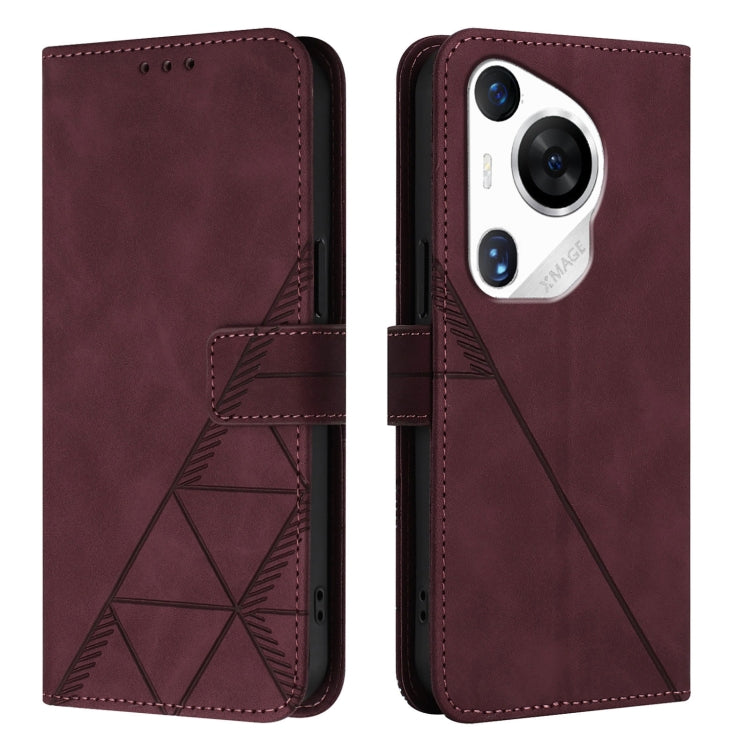 For Huawei Pura 70 Pro Crossbody 3D Embossed Flip Leather Phone Case(Wine Red) - Huawei Cases by PMC Jewellery | Online Shopping South Africa | PMC Jewellery | Buy Now Pay Later Mobicred