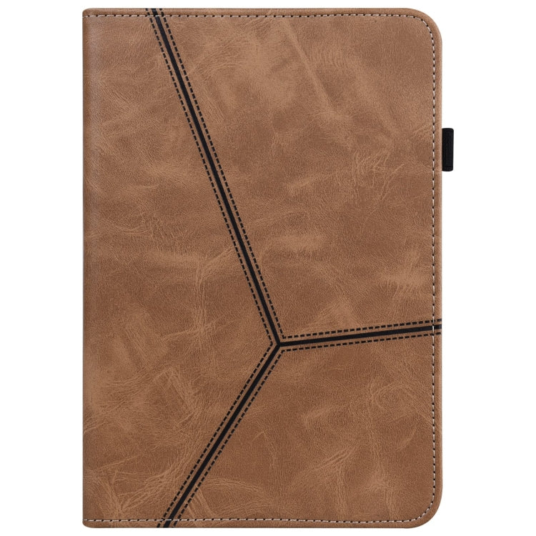 For Lenovo Xiaoxin Pad Pro 12.7 Solid Color Stripe Embossed Leather Tablet Case(Brown) - Lenovo by PMC TechLife | Online Shopping South Africa | PMC TechLife | Buy Now Pay Later Mobicred