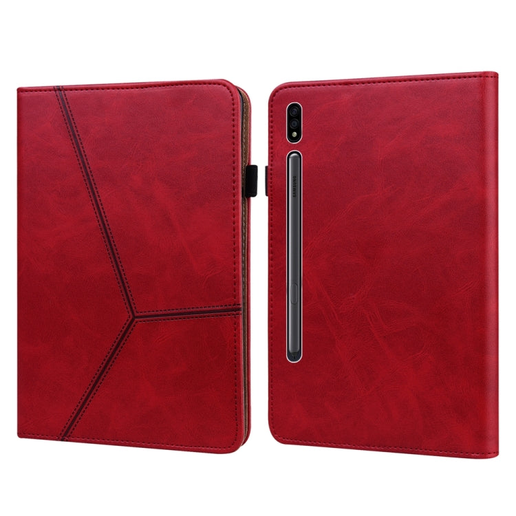 For Samsung Galaxy Tab S9 / S9 FE Solid Color Stripe Embossed Leather Tablet Case(Red) - Galaxy Tab S9 FE by PMC Jewellery | Online Shopping South Africa | PMC Jewellery | Buy Now Pay Later Mobicred