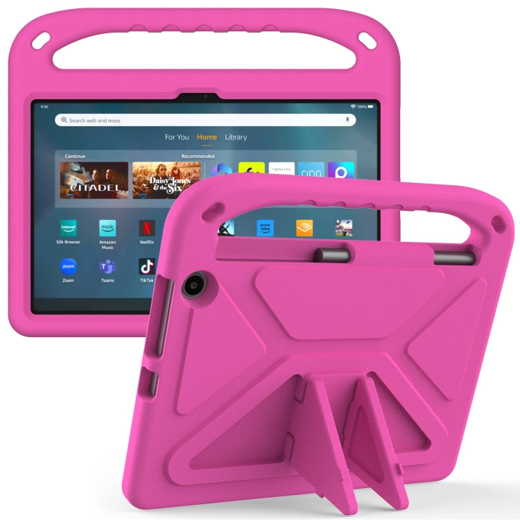 For Amazon Kindle Fire Max 11 Handle EVA Shockproof Tablet Case with Holder(Rose Red) - Amazon by PMC TechLife | Online Shopping South Africa | PMC TechLife | Buy Now Pay Later Mobicred