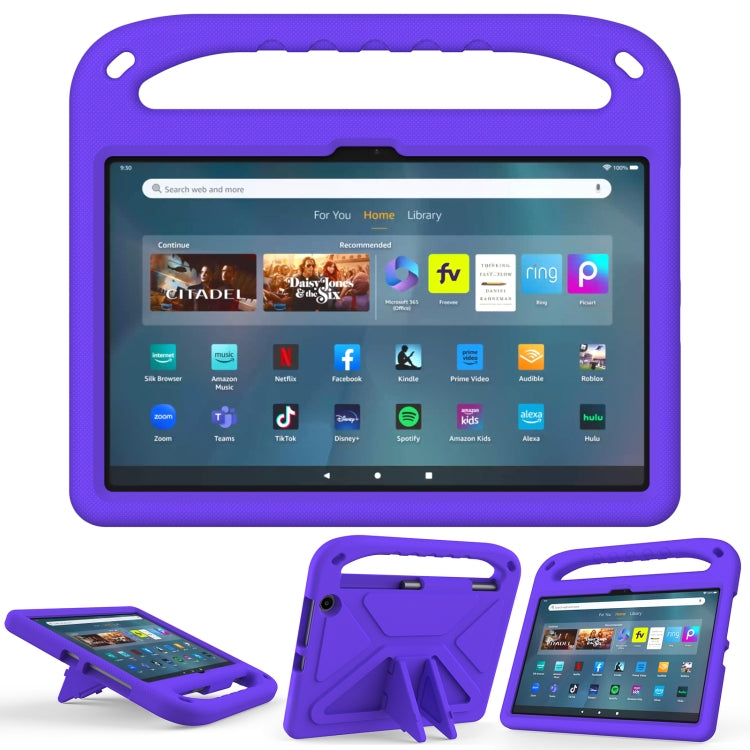 For Amazon Kindle Fire Max 11 Handle EVA Shockproof Tablet Case with Holder(Purple) - Amazon by PMC TechLife | Online Shopping South Africa | PMC TechLife | Buy Now Pay Later Mobicred