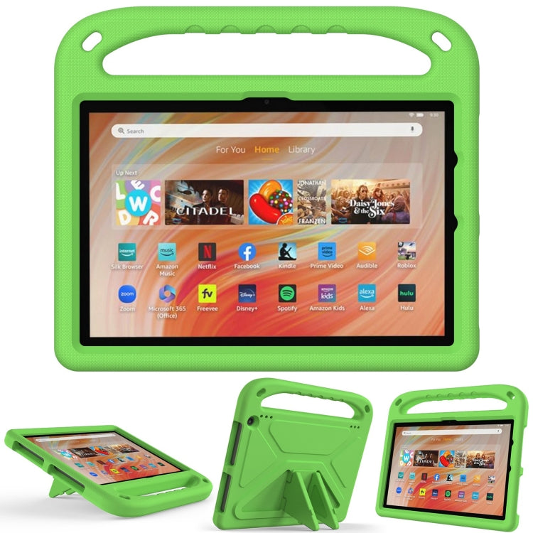 For Amazon Kindle Fire HD 10 2023 Handle EVA Shockproof Tablet Case with Holder(Green) - Amazon by PMC TechLife | Online Shopping South Africa | PMC TechLife | Buy Now Pay Later Mobicred