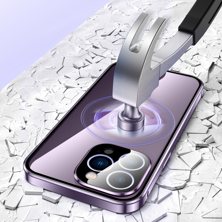 For iPhone 16 Plus Magnetic Double-buckle HD Tempered Glass Phone Case(Gold) - free shipping - PMC Jewellery - Order now!