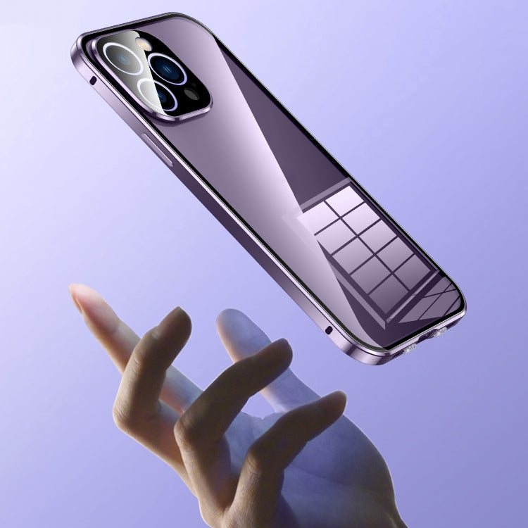 For iPhone 16 Plus Magnetic Double-buckle HD Tempered Glass Phone Case(Gold) - free shipping - PMC Jewellery - Order now!