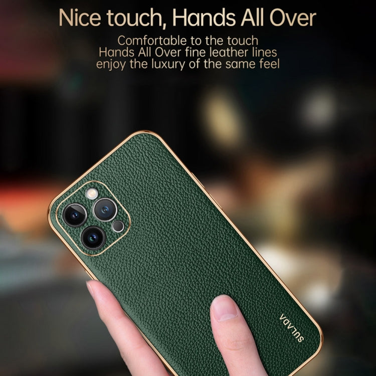 For iPhone 15 Pro Max SULADA TPU + Litchi Texture Leather Phone Case(Green) - iPhone 15 Pro Max Cases by SULADA | Online Shopping South Africa | PMC Jewellery