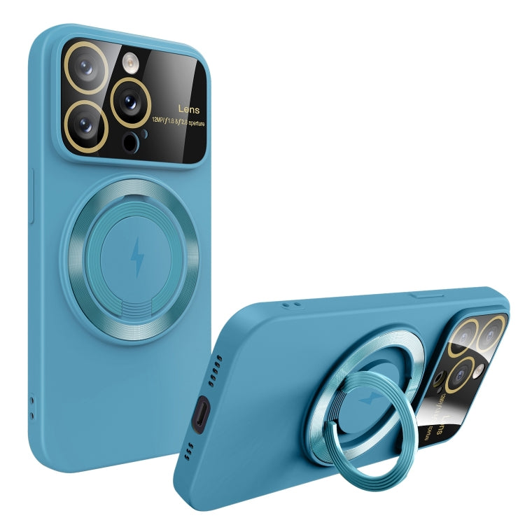 For iPhone 13 Pro Large Window MagSafe Magnetic Holder Phone Case(Sky Blue) - iPhone 13 Pro Cases by PMC Jewellery | Online Shopping South Africa | PMC Jewellery