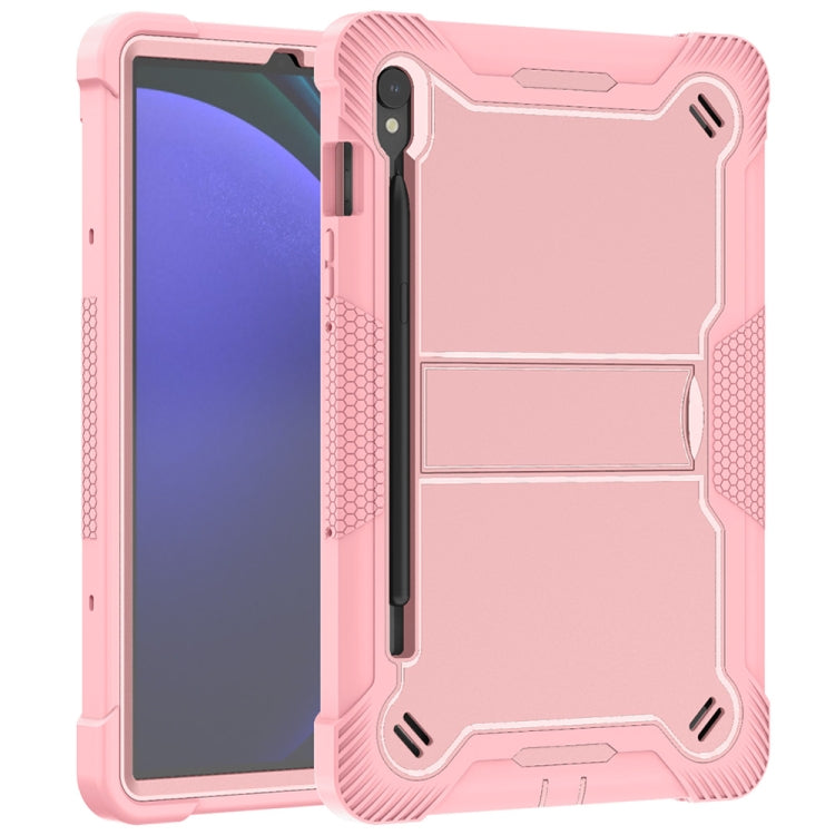 For Samsung Galaxy Tab S9 Shockproof Silicone Hybrid PC Tablet Case with Holder(Rose Gold) - Galaxy Tab S9 Cases by PMC Jewellery | Online Shopping South Africa | PMC Jewellery | Buy Now Pay Later Mobicred