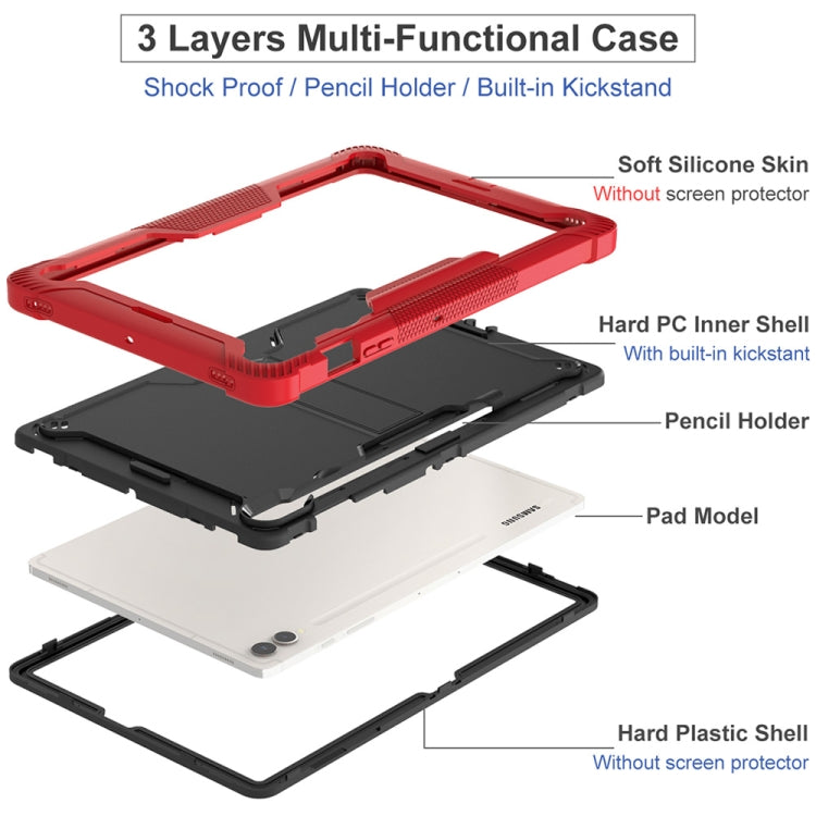 For Samsung Galaxy Tab S9+ Shockproof Silicone Hybrid PC Tablet Case with Holder(Black + Red) - Galaxy Tab S9+ Cases by PMC Jewellery | Online Shopping South Africa | PMC Jewellery | Buy Now Pay Later Mobicred