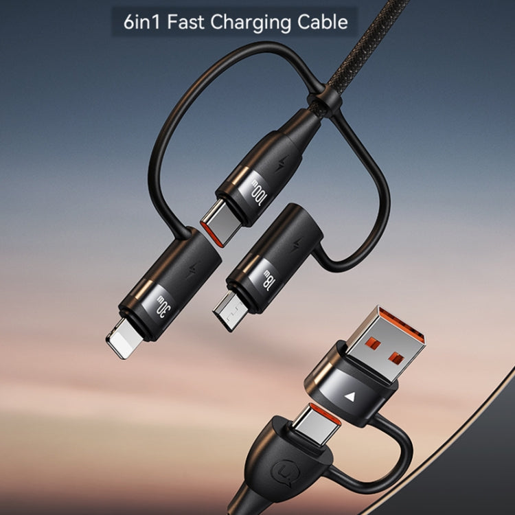 USAMS US-SJ646 U85 2m PD100W 6 in 1 Alloy Multifunctional Fast Charging Cable(Black) - Multifunction Cable by USAMS | Online Shopping South Africa | PMC Jewellery | Buy Now Pay Later Mobicred