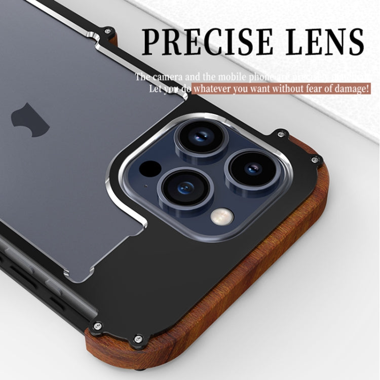 For iPhone 15 Plus R-JUST Ironwood Generation Metal Hybrid Wood Phone Case - iPhone 15 Plus Cases by R-JUST | Online Shopping South Africa | PMC Jewellery | Buy Now Pay Later Mobicred