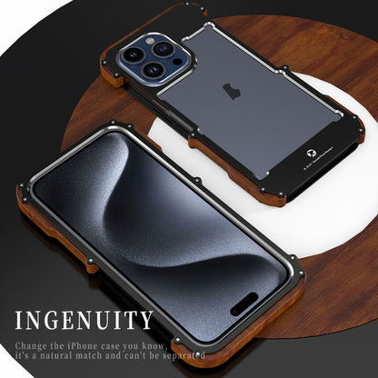 For iPhone 16 Pro Max R-JUST Ironwood Generation Metal Hybrid Wood Phone Case - iPhone 16 Pro Max Cases by R-JUST | Online Shopping South Africa | PMC Jewellery | Buy Now Pay Later Mobicred