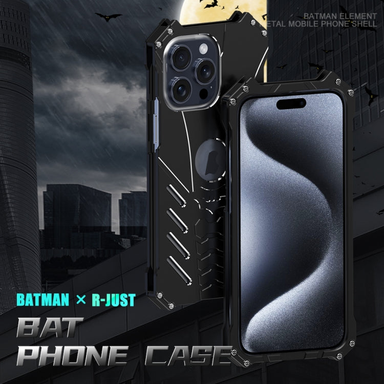 For iPhone 16 Pro R-JUST Batman Hollow Metal Phone Protective Case(Black) - iPhone 16 Pro Cases by R-JUST | Online Shopping South Africa | PMC Jewellery | Buy Now Pay Later Mobicred