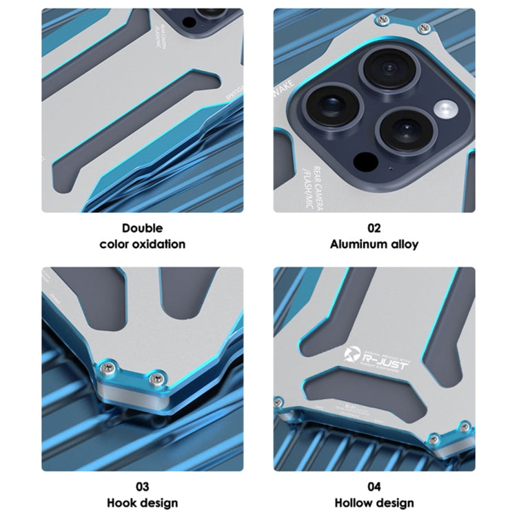 For iPhone 15 R-JUST RJ17 Shockproof Armor Metal Phone Case(Blue) - free shipping - PMC TechLife - Order now!