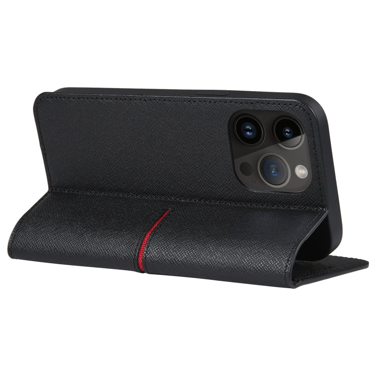 For iPhone 15 Pro Max GEBEI Top-grain Horizontal Flip Leather Phone Case(Black) - free shipping - PMC Jewellery - Order now!