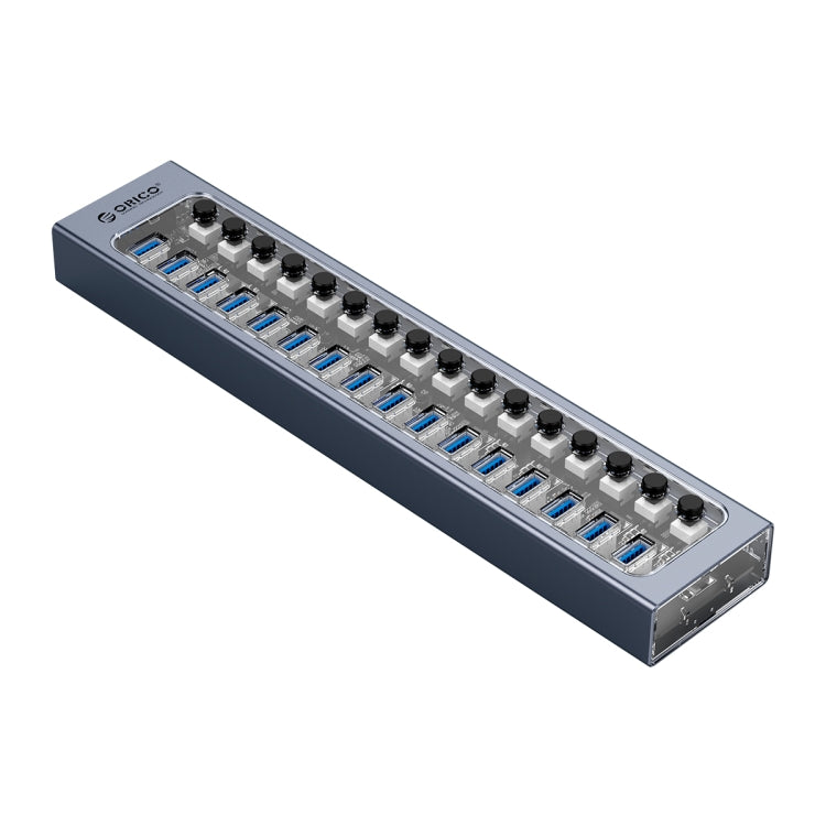 ORICO AT2U3-16AB-GY-BP 16 Ports USB 3.0 HUB with Individual Switches & Blue LED Indicator(UK Plug) - USB 3.0 HUB by ORICO | Online Shopping South Africa | PMC Jewellery | Buy Now Pay Later Mobicred