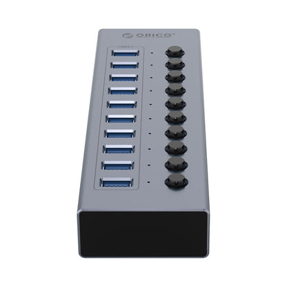 ORICO BT2U3-10AB-GY-BP 10 Ports USB 3.0 HUB with Individual Switches(AU Plug) - USB 3.0 HUB by ORICO | Online Shopping South Africa | PMC Jewellery | Buy Now Pay Later Mobicred