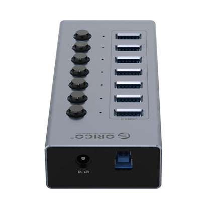 ORICO BT2U3-7AB-GY-BP 7 Ports USB 3.0 HUB with Individual Switches(US Plug) - USB 3.0 HUB by ORICO | Online Shopping South Africa | PMC Jewellery | Buy Now Pay Later Mobicred