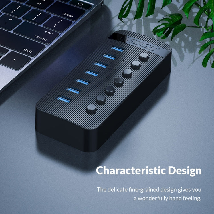 ORICO CT2U3-16AB Plastic Stripes 16 Ports USB 3.0 HUB with Individual Switches, Plug:US Plug(Black) - USB 3.0 HUB by ORICO | Online Shopping South Africa | PMC Jewellery | Buy Now Pay Later Mobicred