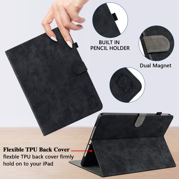 For Honor Pad 9 12.1 Embossed Tiger Pattern Leather Tablet Case(Black) - Honor by PMC TechLife | Online Shopping South Africa | PMC TechLife | Buy Now Pay Later Mobicred