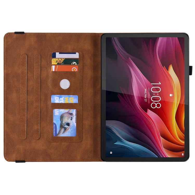 For Lenovo Tab K11 Plus Butterfly Flower Embossed Leather Tablet Case(Brown) - Lenovo by PMC TechLife | Online Shopping South Africa | PMC TechLife | Buy Now Pay Later Mobicred