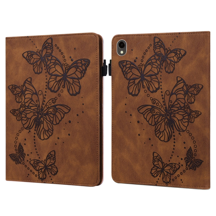 For Samsung Galaxy Tab S9 Embossed Butterfly Pattern Horizontal Flip Leather Tablet Case(Brown) - Galaxy Tab S9 Cases by PMC Jewellery | Online Shopping South Africa | PMC Jewellery | Buy Now Pay Later Mobicred