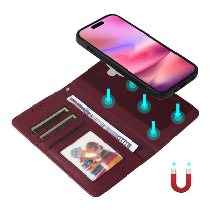 For iPhone 16 BETOPNICE BN-005 2 in 1 Detachable Imitate Genuine Leather Phone Case(Wine Red) - iPhone 16 Cases by BETOPNICE | Online Shopping South Africa | PMC Jewellery | Buy Now Pay Later Mobicred