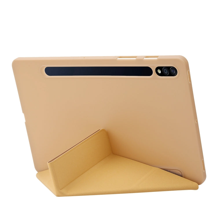 For Samsung Galaxy Tab S9 Deformation Silicone Leather Tablet Case(Gold) - Galaxy Tab S9 Cases by PMC Jewellery | Online Shopping South Africa | PMC Jewellery | Buy Now Pay Later Mobicred