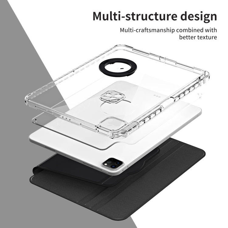 For iPad Pro 11 2024 360 Rotation Detachable Clear Acrylic Leather Tablet Case(Black) - iPad Pro 11 2024 Cases by PMC TechLife | Online Shopping South Africa | PMC TechLife | Buy Now Pay Later Mobicred