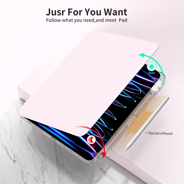For iPad Pro 11 2024 360 Rotation Detachable Clear Acrylic Leather Tablet Case(Pink) - iPad Pro 11 2024 Cases by PMC TechLife | Online Shopping South Africa | PMC TechLife | Buy Now Pay Later Mobicred