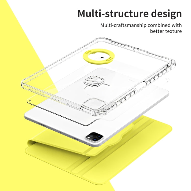 For iPad Pro 11 2024 360 Rotation Detachable Clear Acrylic Leather Tablet Case(Yellow) - free shipping - PMC TechLife - Order now!