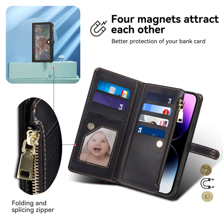 For Motorola Moto E14 ESEBLE Star Series Lanyard Zipper Wallet RFID Leather Case(Black) - Motorola Cases by ESEBLE | Online Shopping South Africa | PMC TechLife | Buy Now Pay Later Mobicred