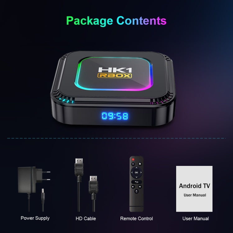 HK1 RBOX K8 8K Android 13.0 Smart TV Box with Remote Control, 4GB+128GB, RK3528 Quad-Core(US Plug) - Others by PMC Jewellery | Online Shopping South Africa | PMC Jewellery | Buy Now Pay Later Mobicred