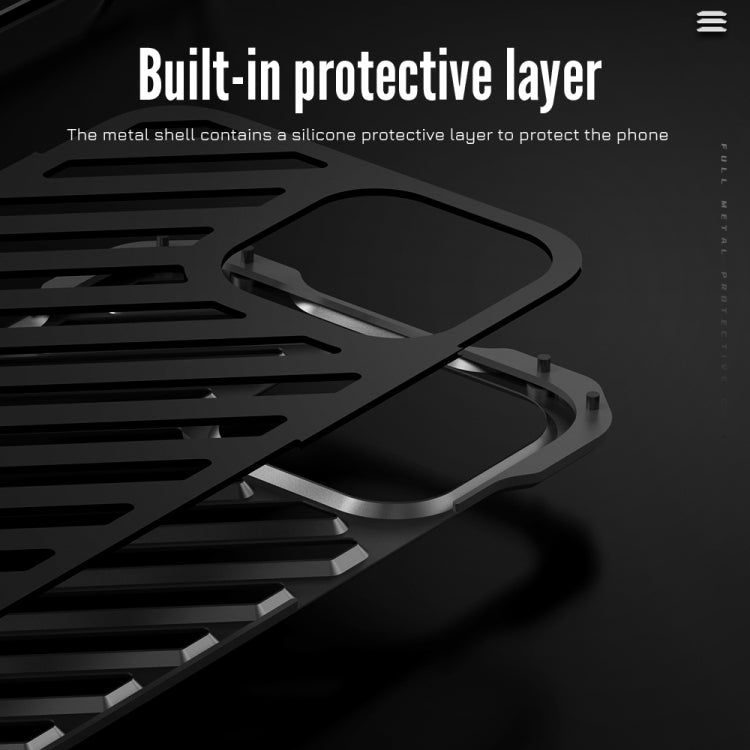 For iPhone 15 Plus R-JUST RJ-50 Hollow Breathable Armor Metal Phone Case(Space Grey) - iPhone 15 Plus Cases by R-JUST | Online Shopping South Africa | PMC TechLife | Buy Now Pay Later Mobicred