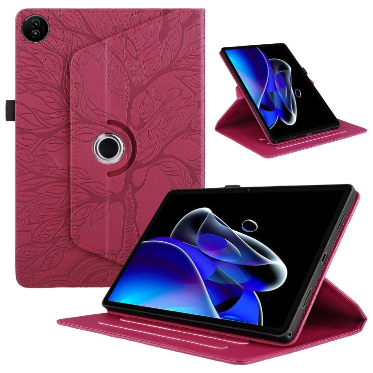 For Realme Pad 2 Tree Life Embossed Rotation Leather Tablet Case(Red) - Realme by PMC TechLife | Online Shopping South Africa | PMC TechLife | Buy Now Pay Later Mobicred