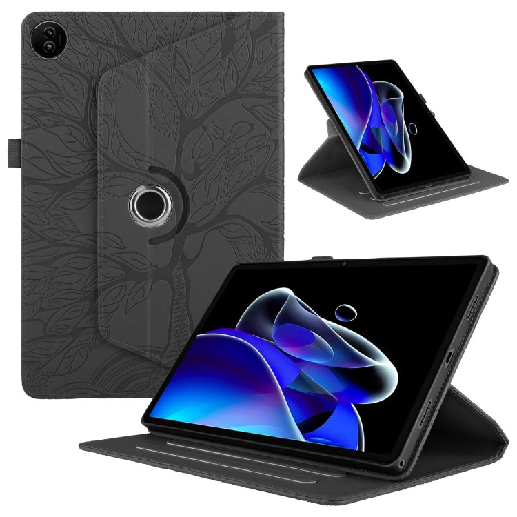 For Realme Pad 2 Tree Life Embossed Rotation Leather Tablet Case(Black) - Realme by PMC TechLife | Online Shopping South Africa | PMC TechLife | Buy Now Pay Later Mobicred