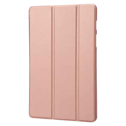 For Samsung Galaxy Tab S9 3-Fold Holder Silicone Leather Tablet Case(Rose Gold) - Galaxy Tab S9 Cases by PMC Jewellery | Online Shopping South Africa | PMC Jewellery | Buy Now Pay Later Mobicred