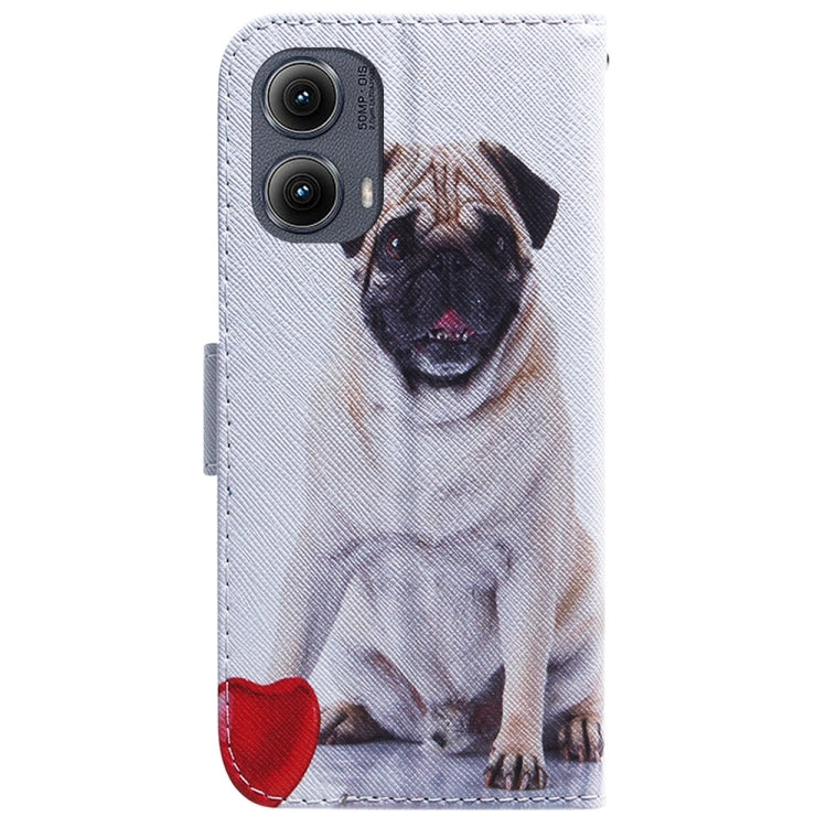 For Motorola Edge 2024 Coloured Drawing Flip Leather Phone Case(Pug) - Motorola Cases by PMC Jewellery | Online Shopping South Africa | PMC Jewellery | Buy Now Pay Later Mobicred