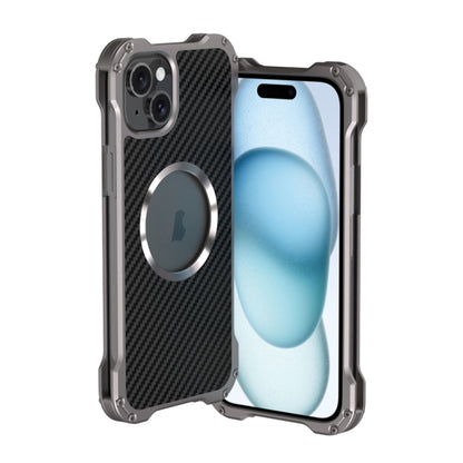 For iPhone 15 Plus R-JUST RJ51 Hollow Metal Phone Protective Case(Space Grey) - iPhone 15 Plus Cases by R-JUST | Online Shopping South Africa | PMC Jewellery