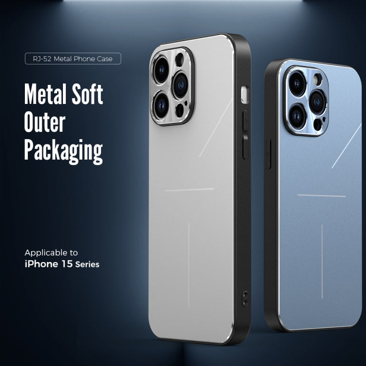 For iPhone 15 Pro R-JUST RJ52 3-Line Style Metal TPU Shockproof Phone Case(Black) - iPhone 15 Pro Cases by R-JUST | Online Shopping South Africa | PMC Jewellery