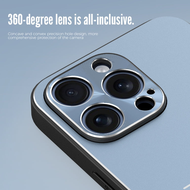 For iPhone 15 Pro R-JUST RJ52 3-Line Style Metal TPU Shockproof Phone Case(Blue) - iPhone 15 Pro Cases by R-JUST | Online Shopping South Africa | PMC TechLife | Buy Now Pay Later Mobicred