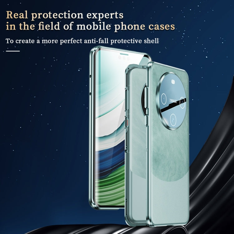 For Huawei Mate 60 Pro+ Double-sided Plain Leather Glass Phone Case(Cyan-blue) - free shipping - PMC TechLife - Order now!