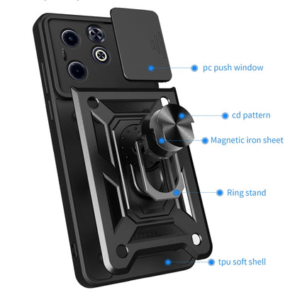 For Infinix Hot 40i / Smart 8 Sliding Camera Cover Design TPU+PC Phone Case(Black) - Infinix Cases by PMC Jewellery | Online Shopping South Africa | PMC Jewellery | Buy Now Pay Later Mobicred