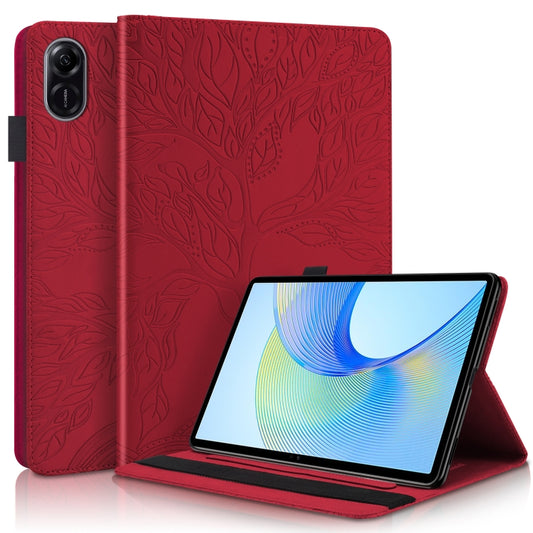 For Honor Pad X9 / X8 Pro Tree Life Series Embossed Leather Tablet Case(Red) - Honor by PMC Jewellery | Online Shopping South Africa | PMC Jewellery | Buy Now Pay Later Mobicred