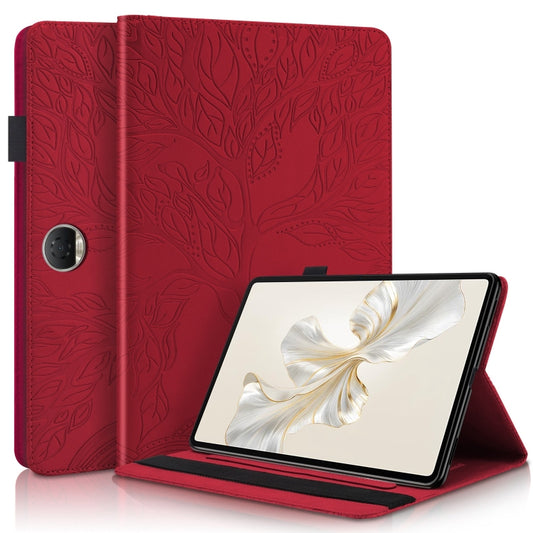 For Honor Pad 9 Tree Life Series Embossed Leather Tablet Case(Red) - Honor by PMC Jewellery | Online Shopping South Africa | PMC Jewellery | Buy Now Pay Later Mobicred