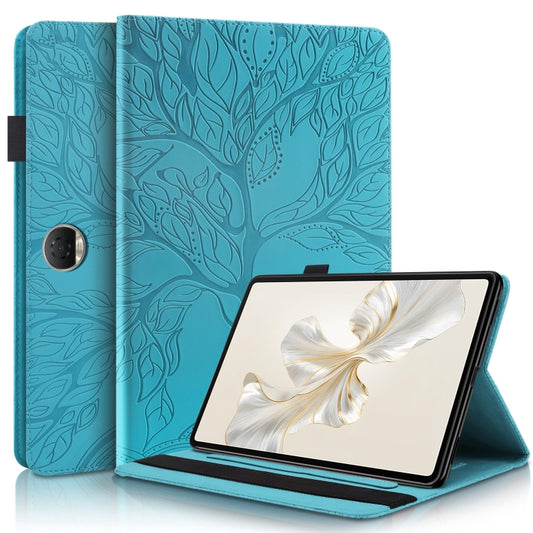 For Honor Pad 9 Tree Life Series Embossed Leather Tablet Case(Lake Blue) - Honor by PMC Jewellery | Online Shopping South Africa | PMC Jewellery | Buy Now Pay Later Mobicred