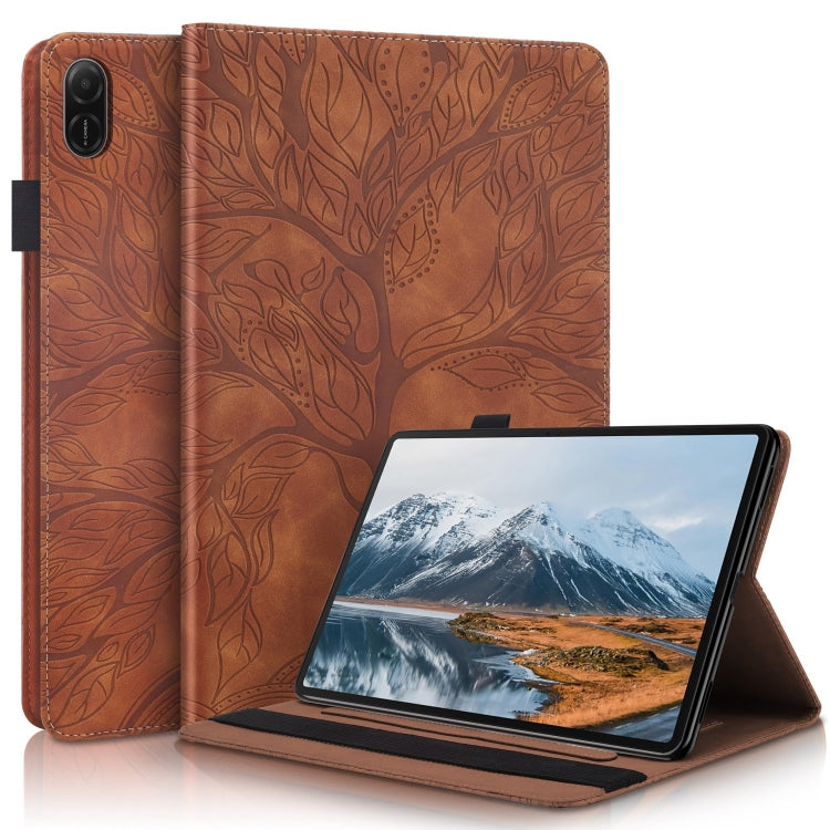 For Honor Pad X8a Tree Life Series Embossed Leather Tablet Case(Brown) - Honor by PMC TechLife | Online Shopping South Africa | PMC TechLife | Buy Now Pay Later Mobicred