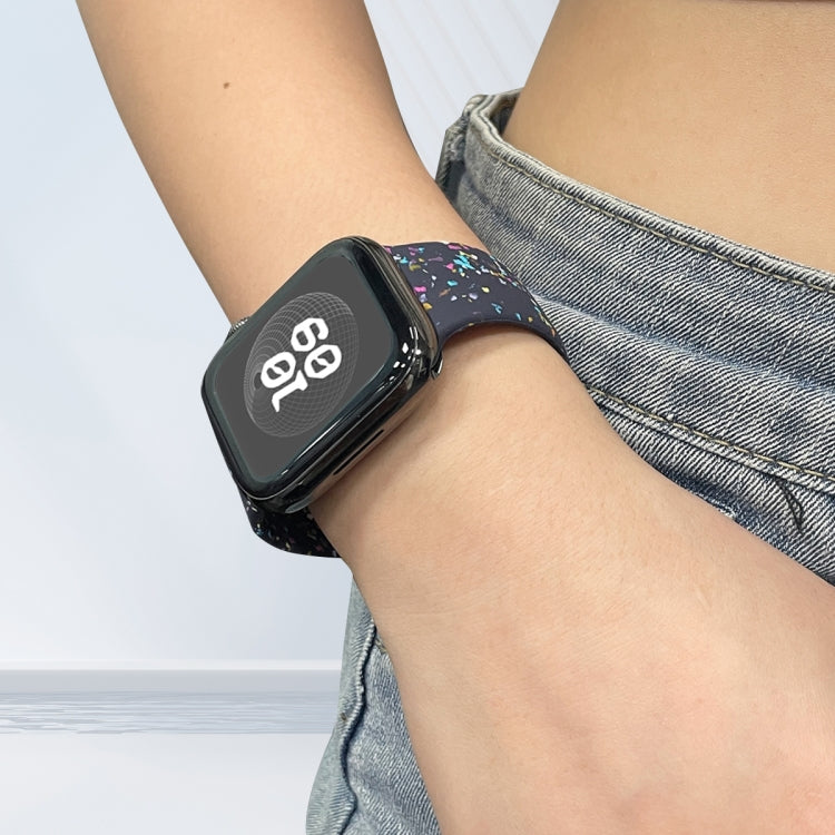 For Apple Watch Serie 5 44mm Floral Silicone Watch Band(Blue) - Watch Bands by PMC TechLife | Online Shopping South Africa | PMC TechLife