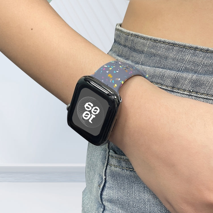 For Apple Watch Serie 3 42mm Floral Silicone Watch Band(Grey) - Watch Bands by PMC TechLife | Online Shopping South Africa | PMC TechLife